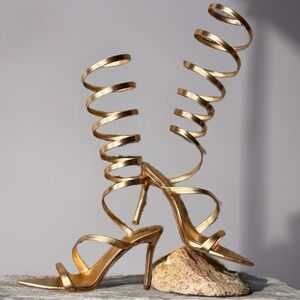 Aldo Spira Elegant Gold Spiral Strap Heels